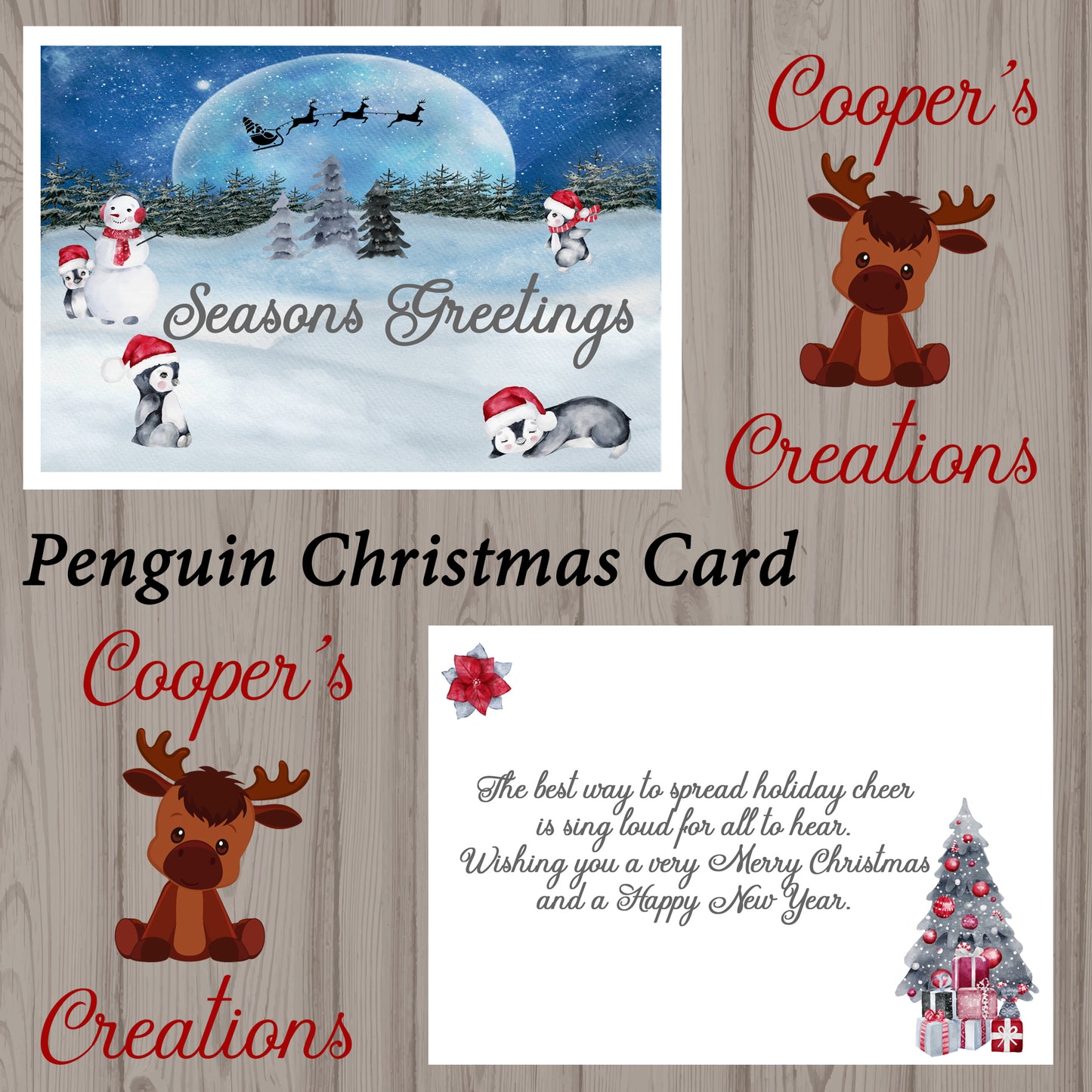 Penguin Christmas Card single package of 10
