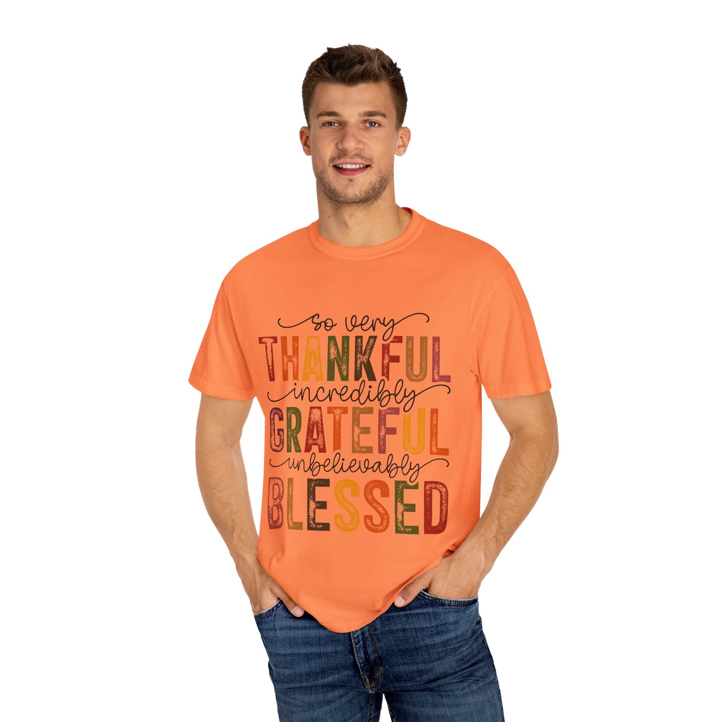 Grateful Blessed Thankful Unisex Garment-Dyed T-shirt