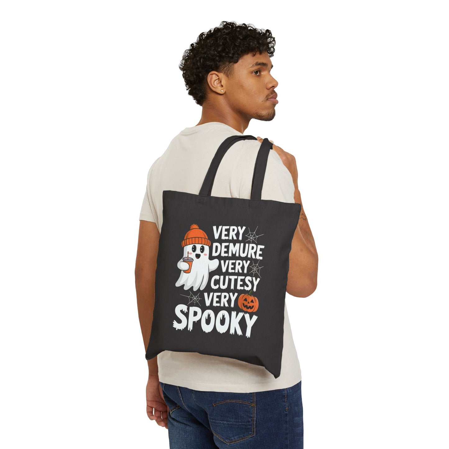 Very Demure Very Cutesy Very Spooky Cotton Canvas Tote Bag