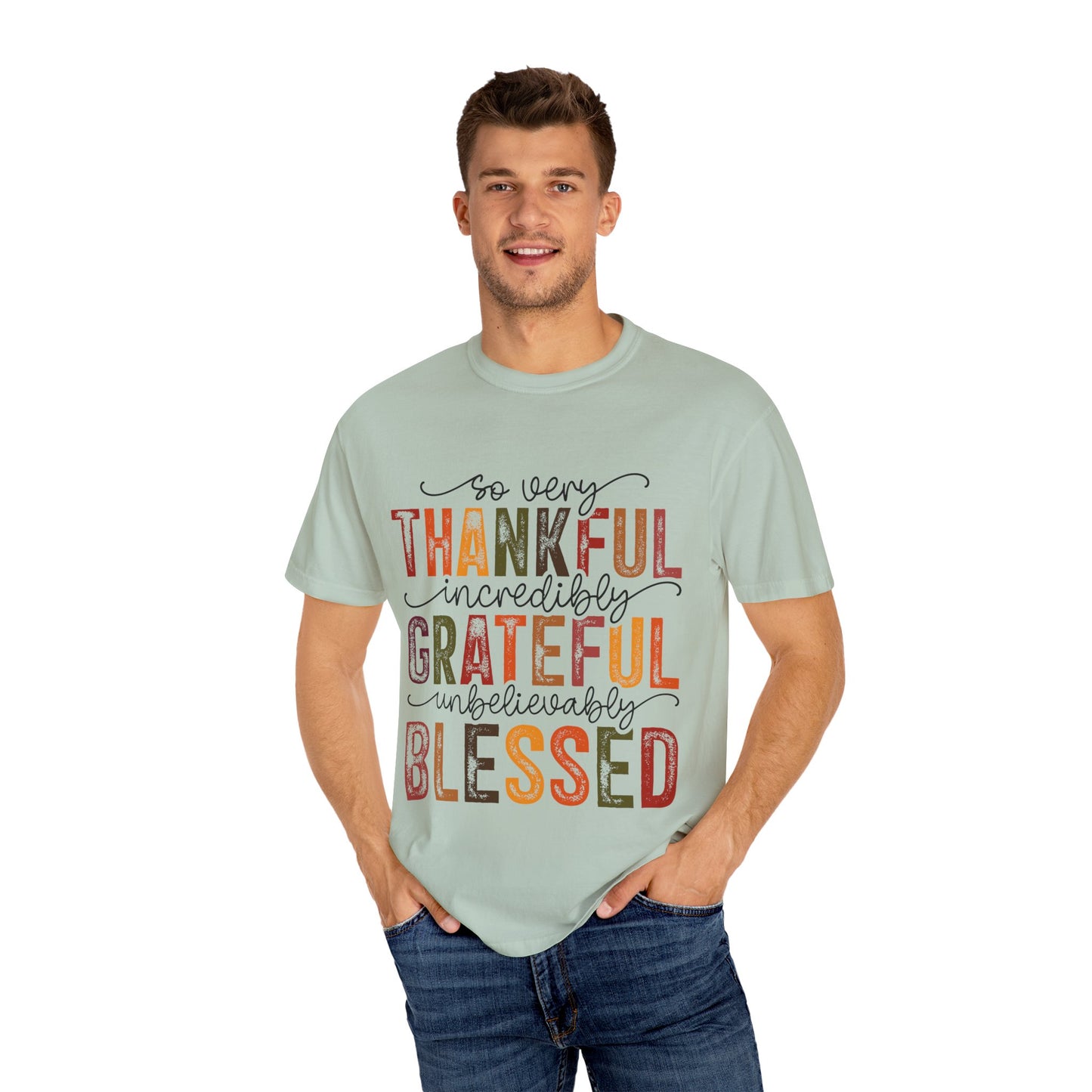 Grateful Blessed Thankful Unisex Garment-Dyed T-shirt