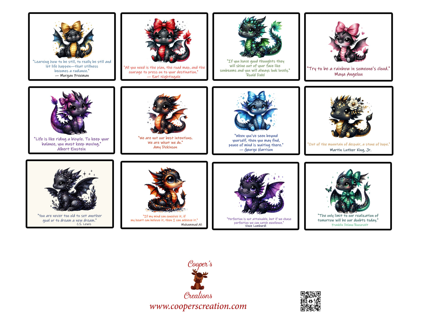Black Dragons Inspirational Quote Calendar