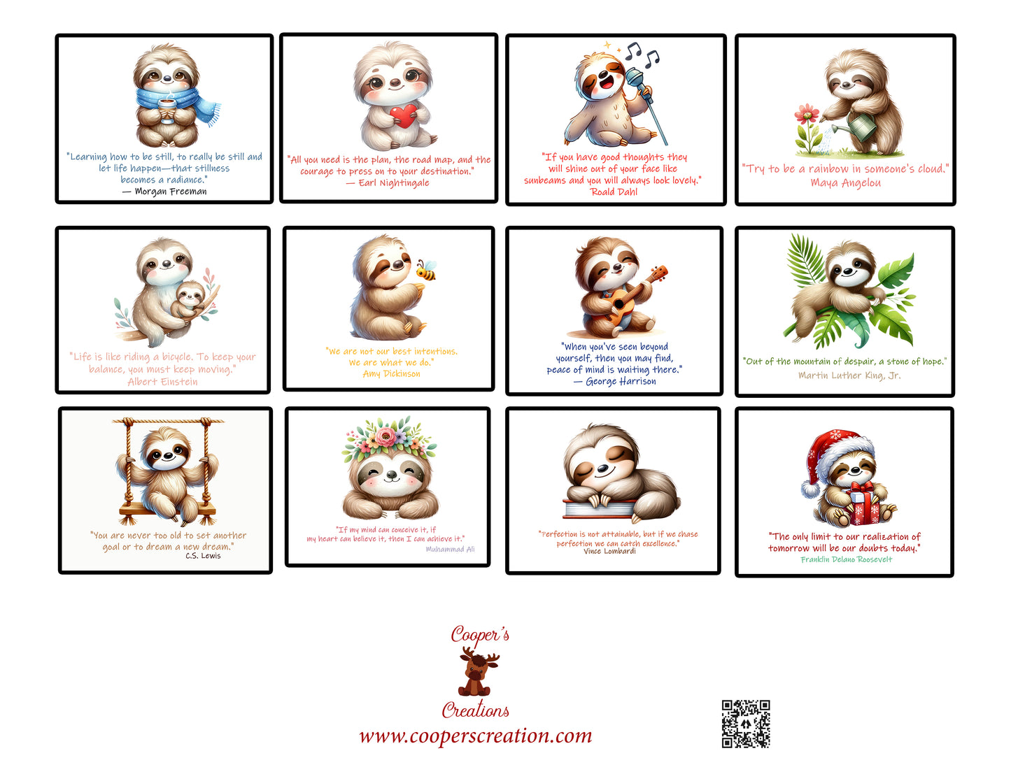 Sloth Inspirational Quote Calendar